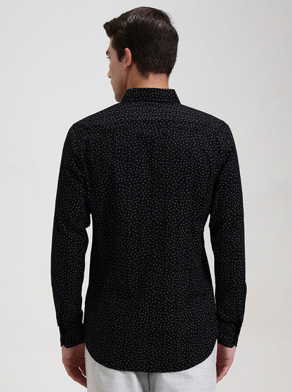 Black Printed Slim Fit Casual Shirt | JadeBlue