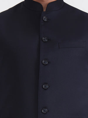 Navy Blue Solid Regular Fit Modi Jacket | JadeBlue