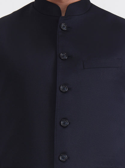 Navy Blue Solid Regular Fit Modi Jacket | JadeBlue