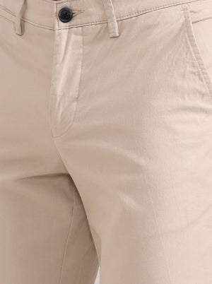 Beige Solid Neo Fit Casual Trouser | Greenfibre