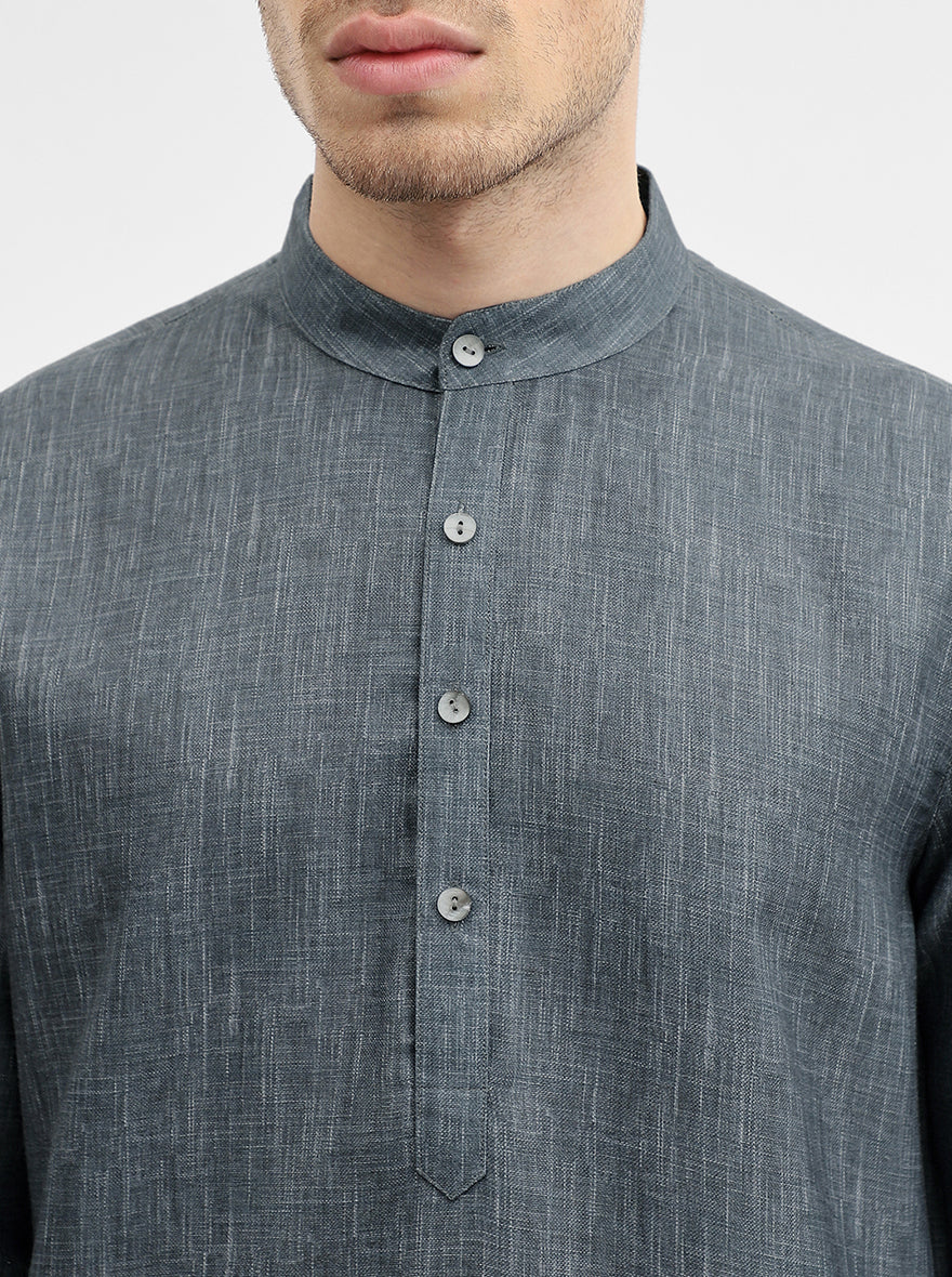 Grey Solid Modi Kurta | JadeBlue