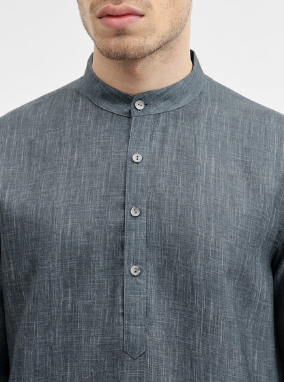Grey Solid Modi Kurta | JadeBlue