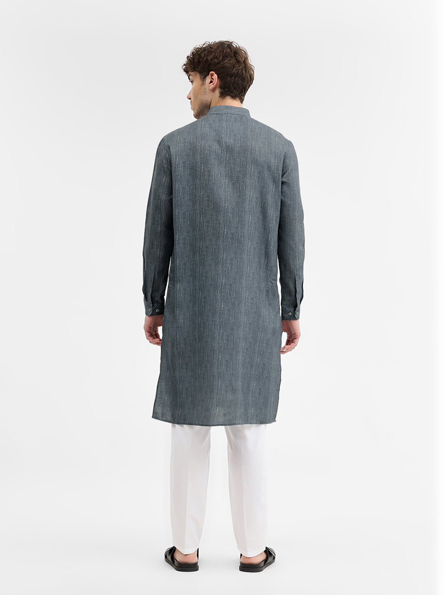 Grey Solid Modi Kurta | JadeBlue