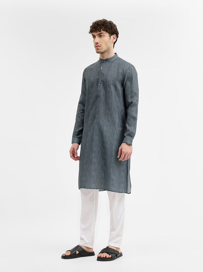 Grey Solid Modi Kurta | JadeBlue