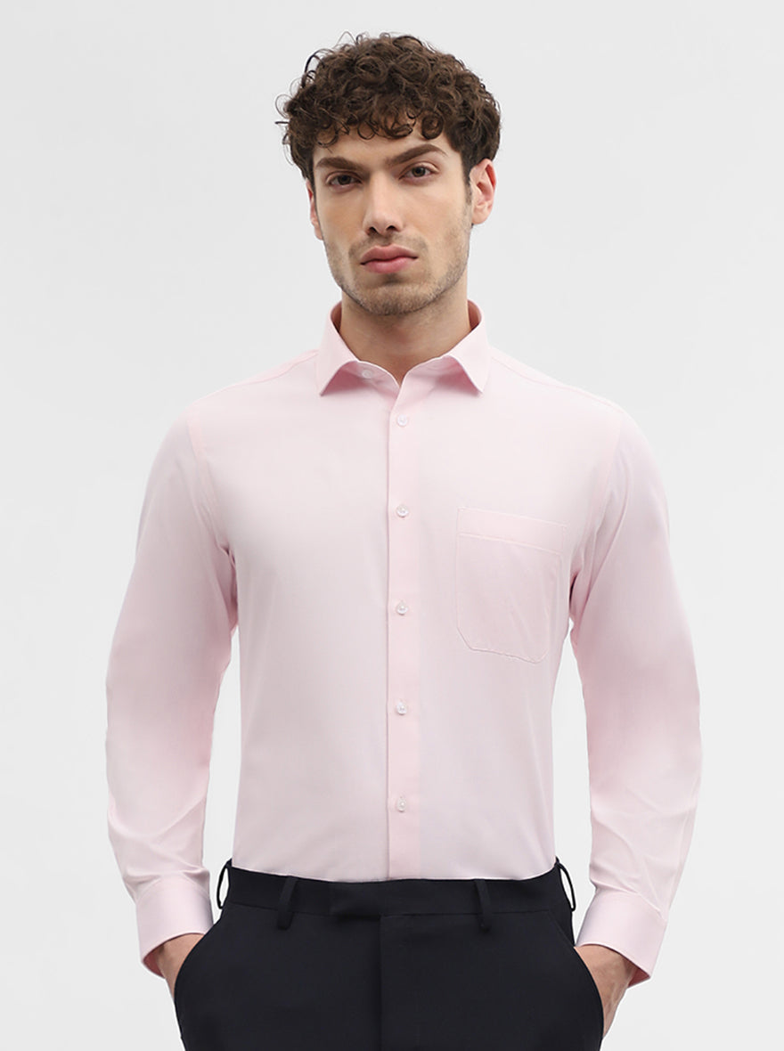 Pink Solid Slim Fit Formal Shirt | Greenfibre