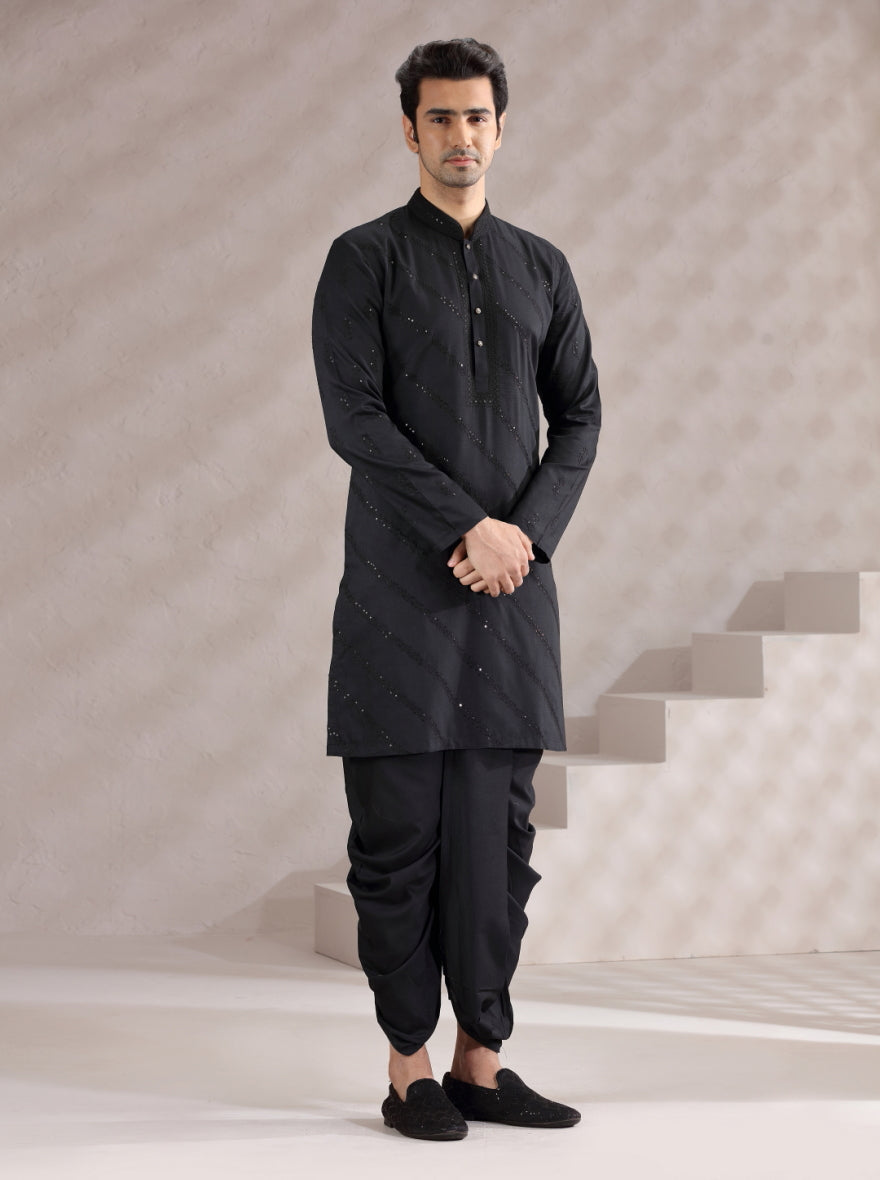 Black Embroidered Kurta Pajama | TULA