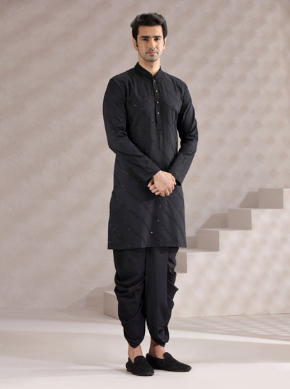 Black Embroidered Kurta Pajama | TULA
