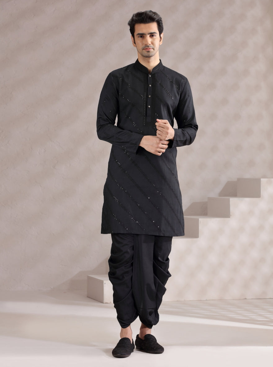 Black Embroidered Kurta Pajama | TULA