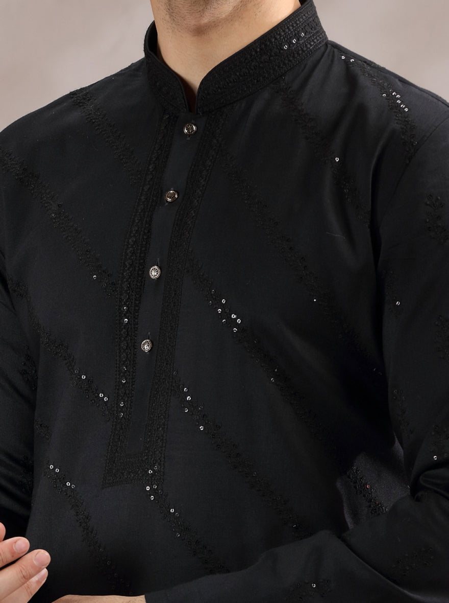 Black Embroidered Kurta Pajama | TULA