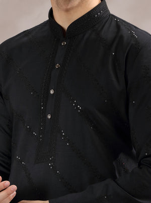 Black Embroidered Kurta Pajama | TULA