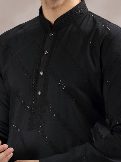 Black Embroidered Kurta Pajama | TULA