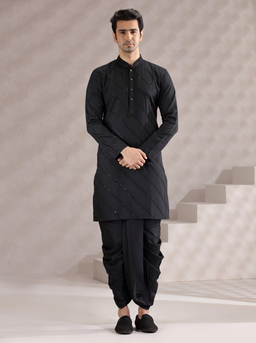 Black Embroidered Kurta Pajama | TULA