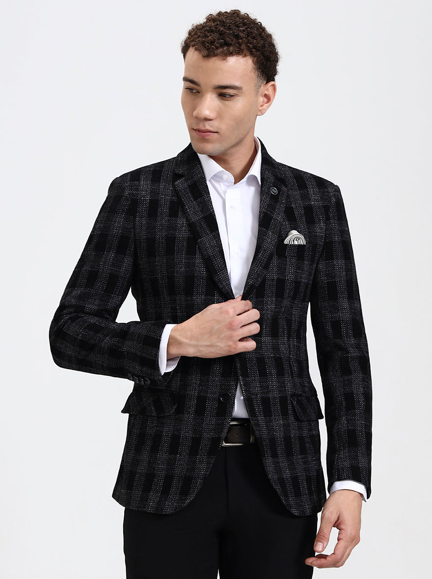 Black checked Regular Fit Blazer | JB X JB