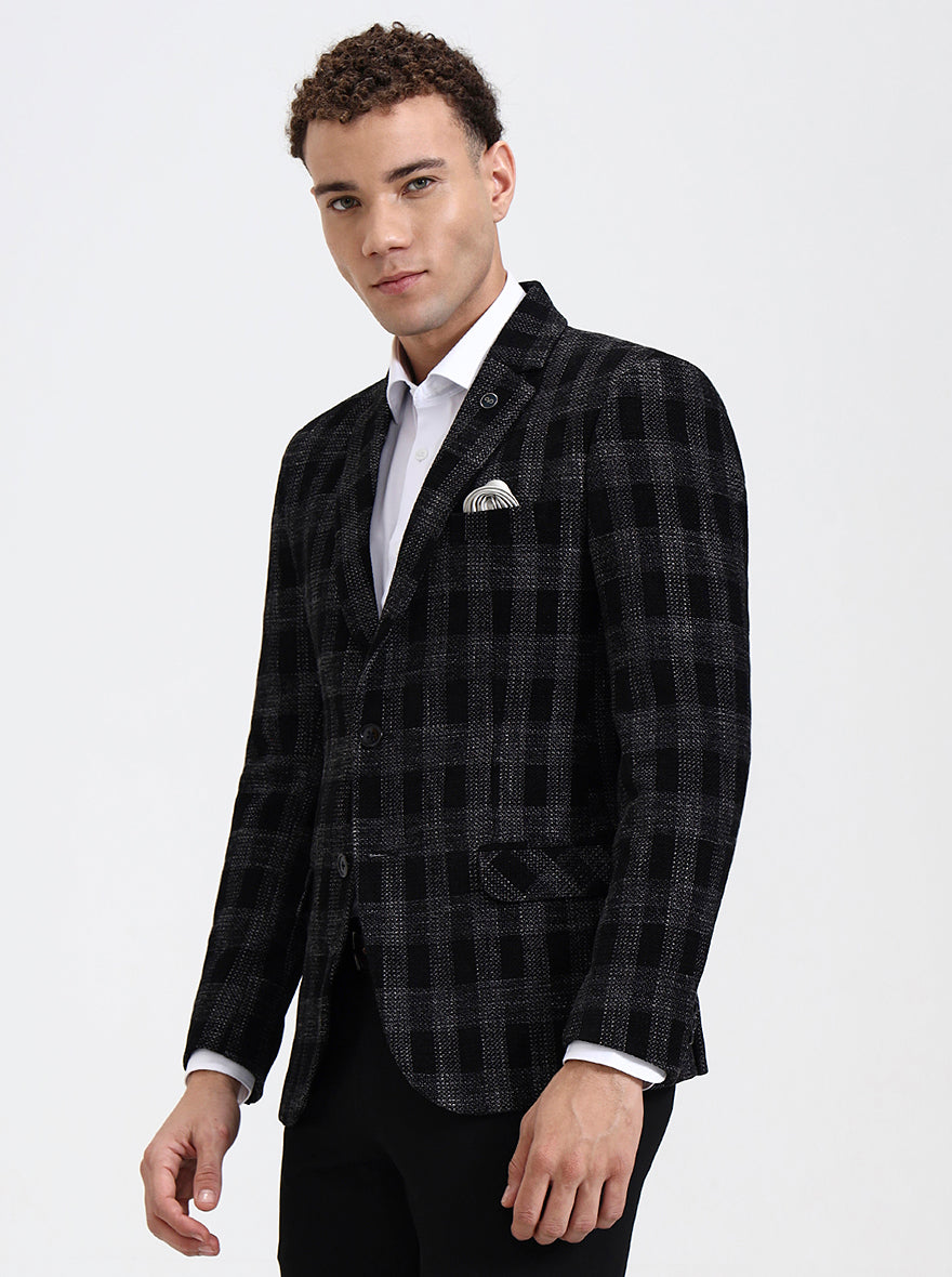 Black checked Regular Fit Blazer | JB X JB