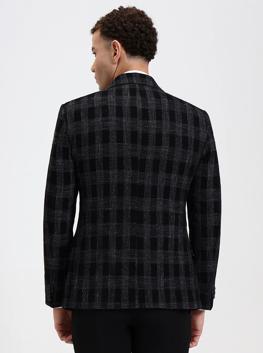 Black checked Regular Fit Blazer | JB X JB