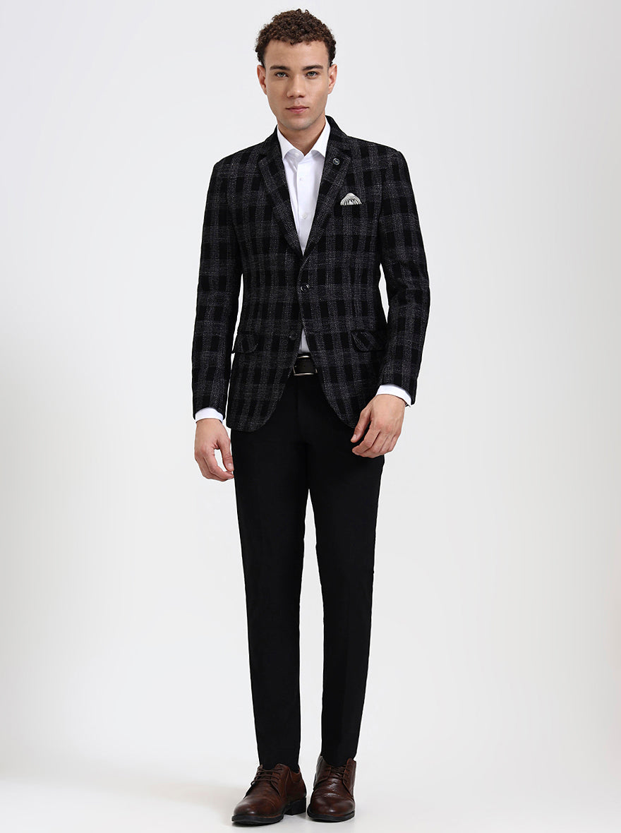Black checked Regular Fit Blazer | JB X JB