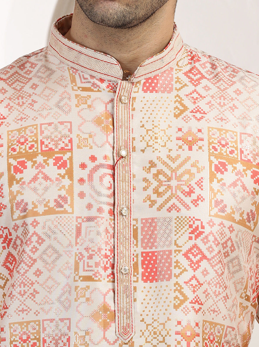 Peach Printed Kurta Pajama | Virasana