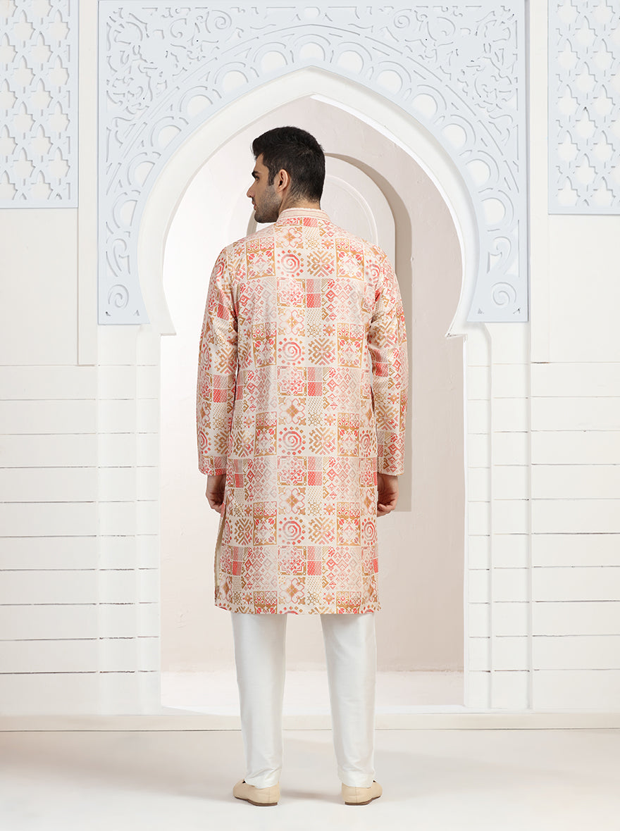 Peach Printed Kurta Pajama | Virasana