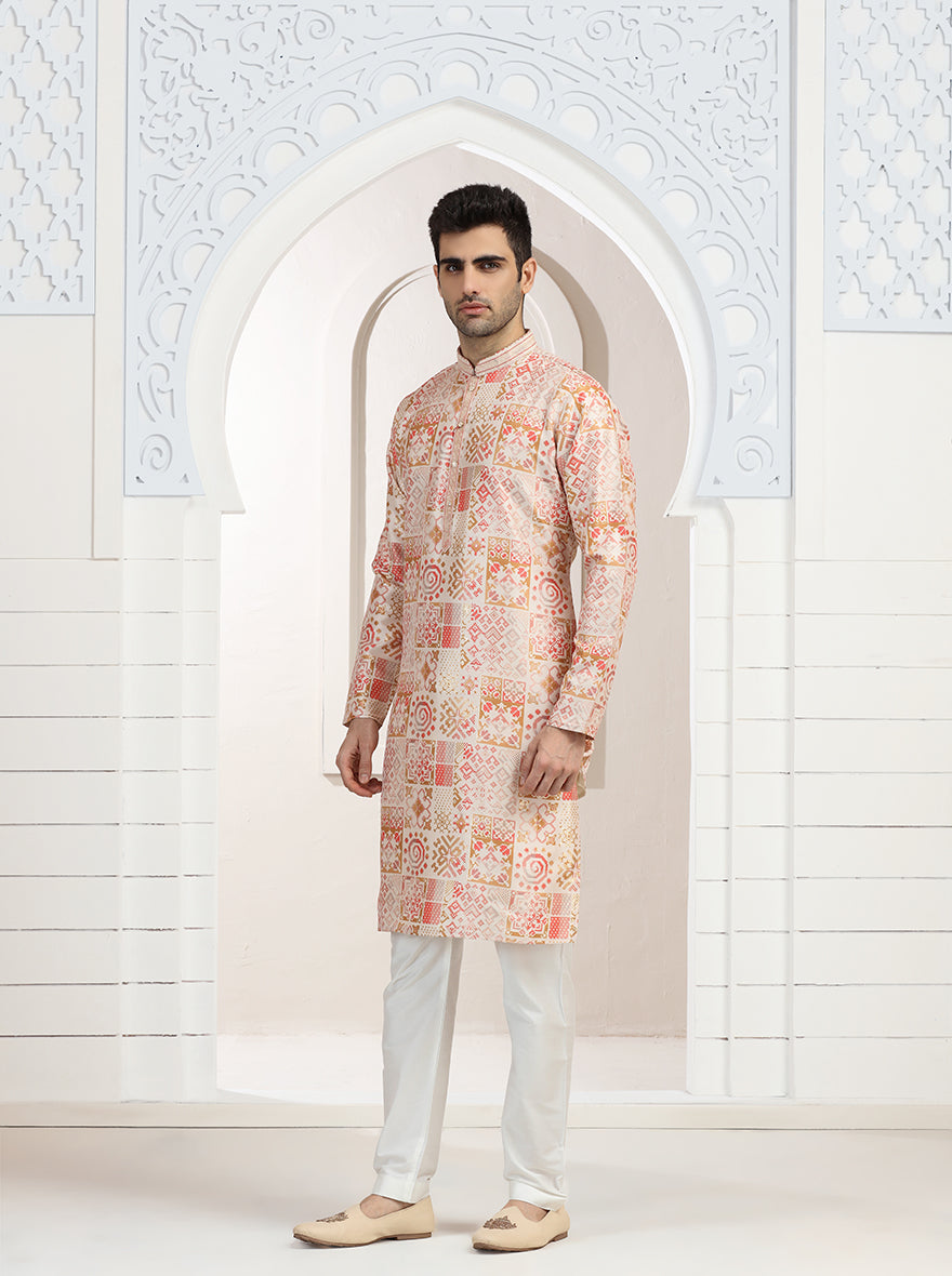 Peach Printed Kurta Pajama | Virasana