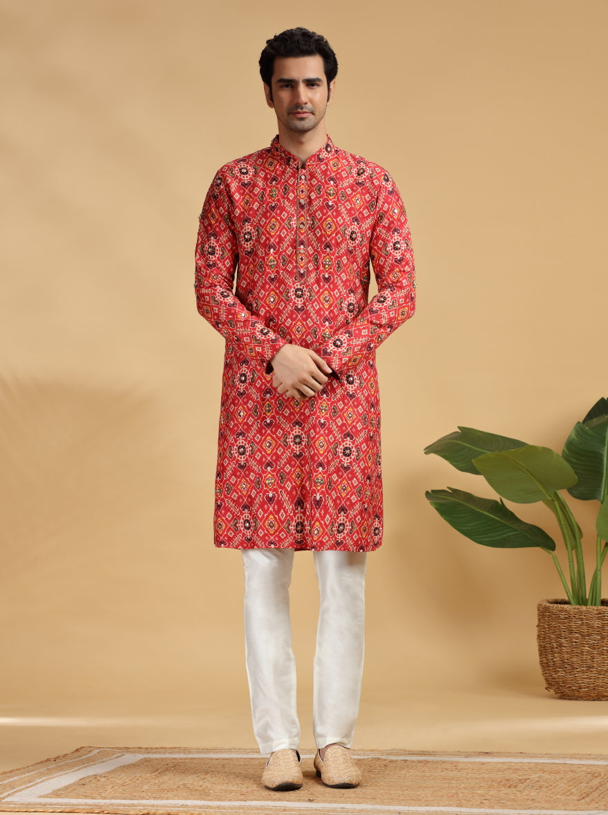 Red Embroidered Kurta Pajama | TULA