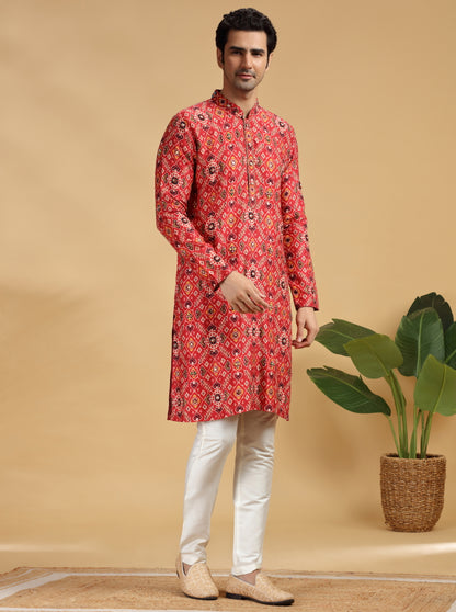 Red Embroidered Kurta Pajama | TULA