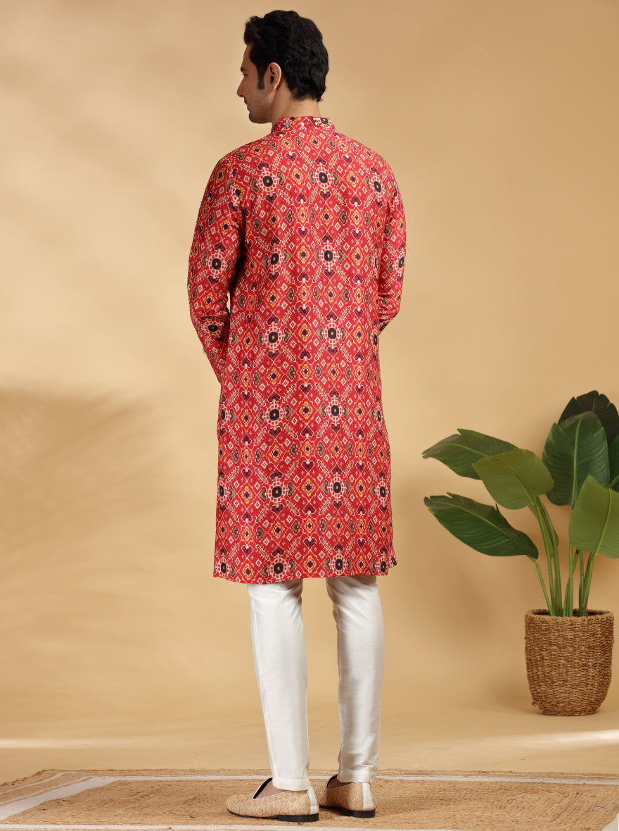 Red Embroidered Kurta Pajama | TULA