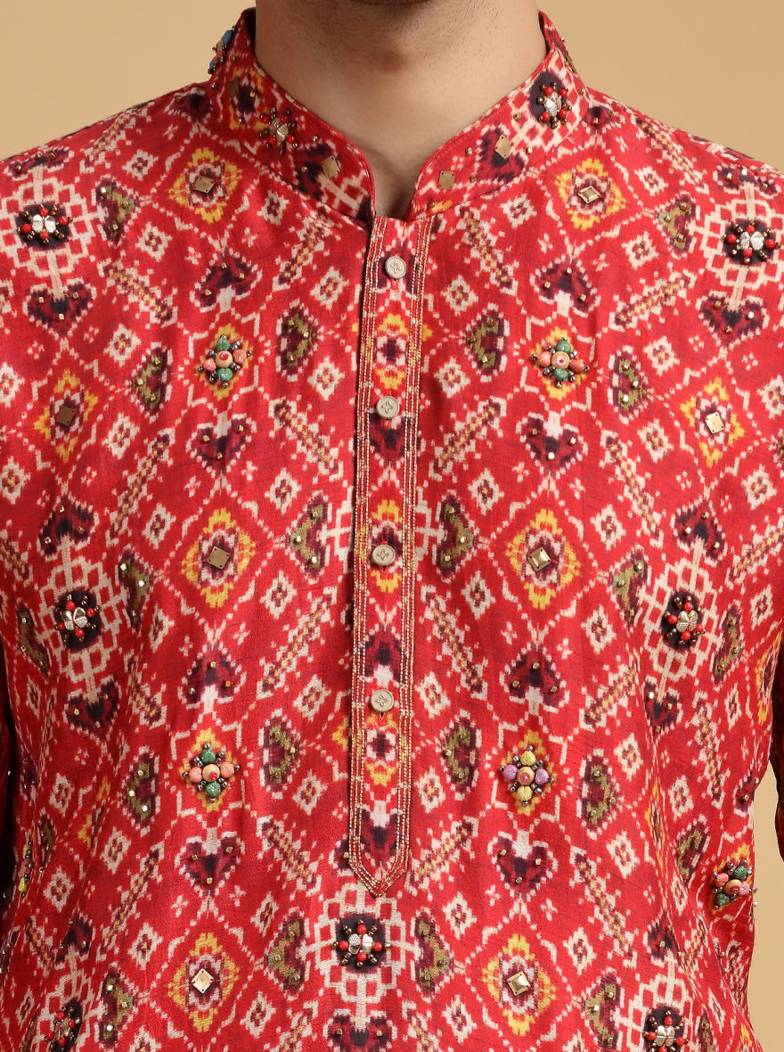 Red Embroidered Kurta Pajama | TULA