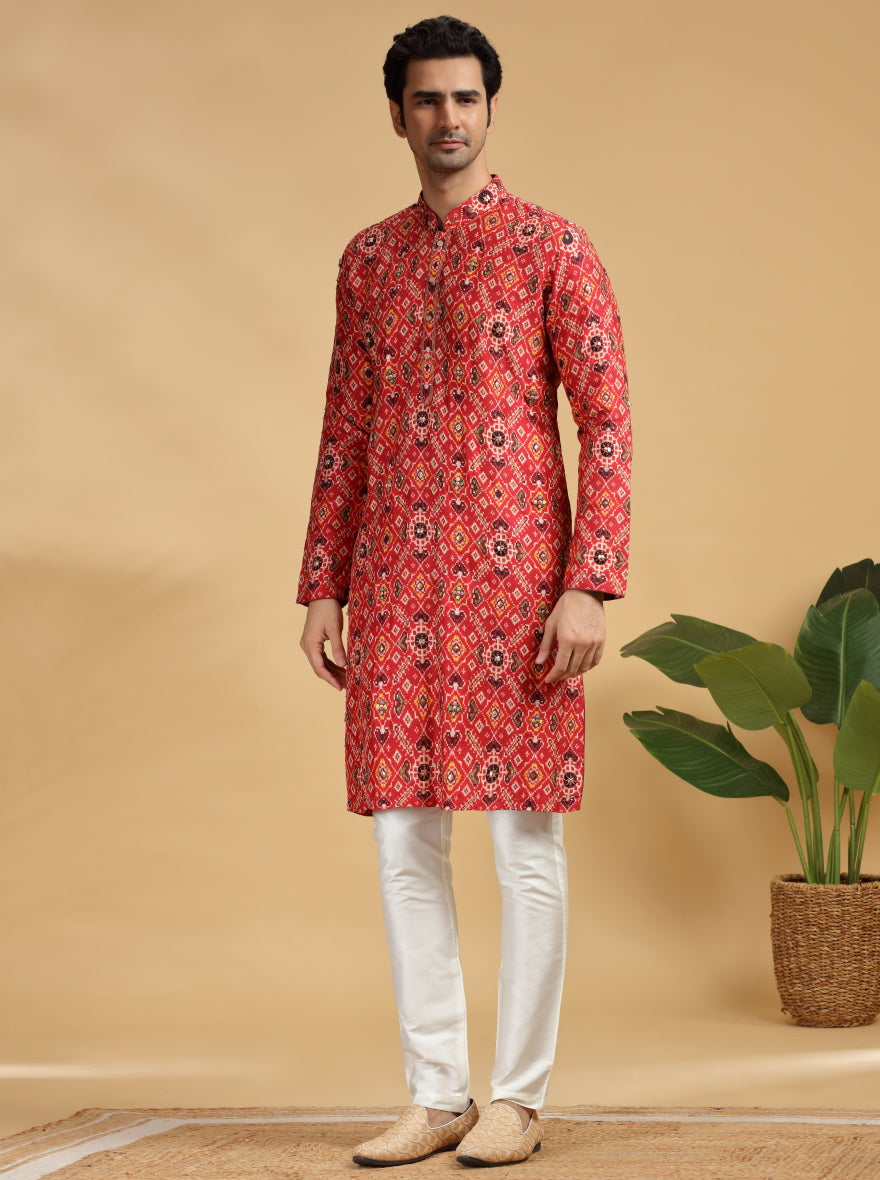 Red Embroidered Kurta Pajama | TULA