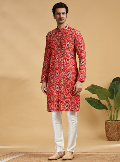 Red Embroidered Kurta Pajama | TULA