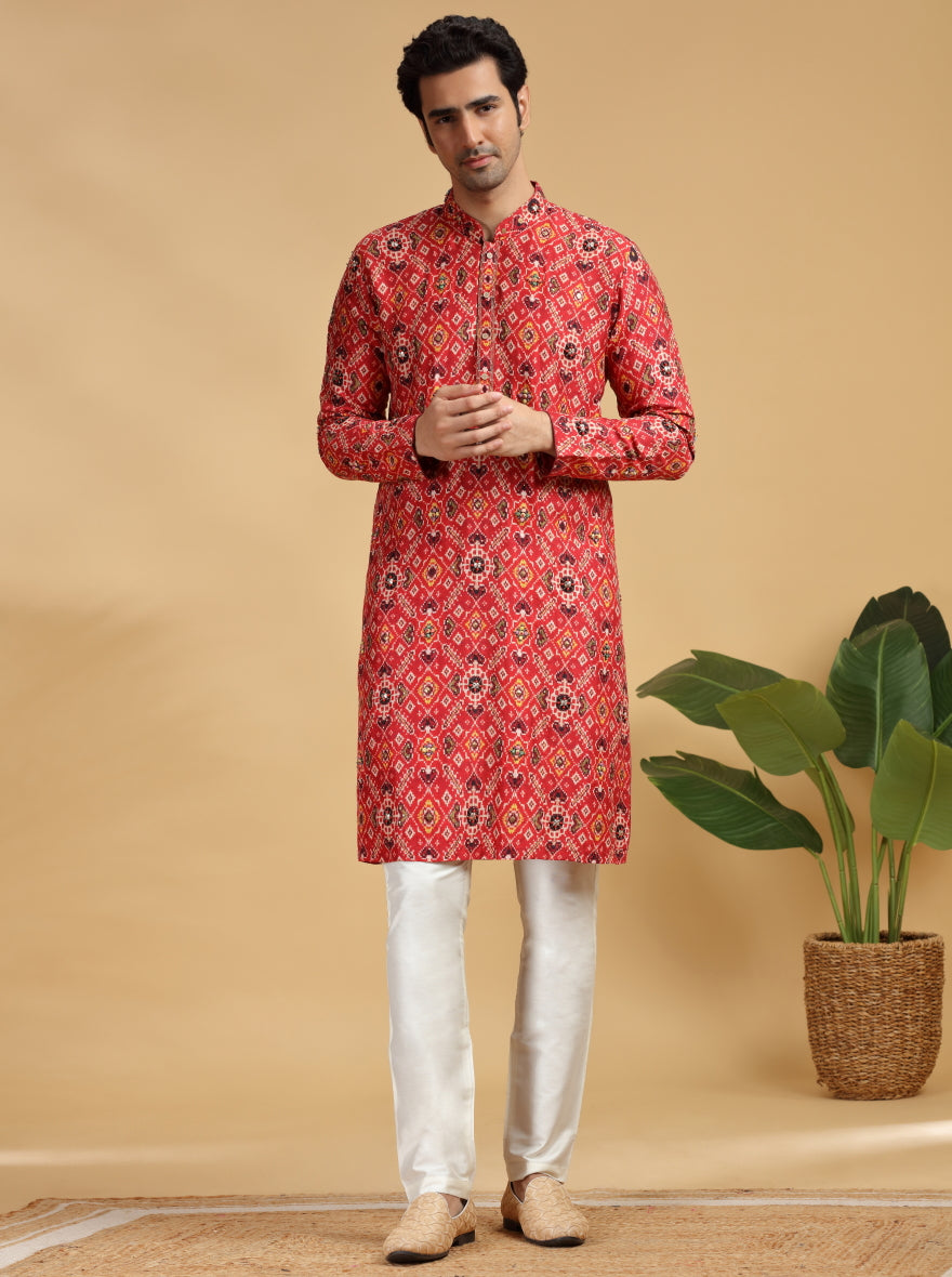Red Embroidered Kurta Pajama | TULA