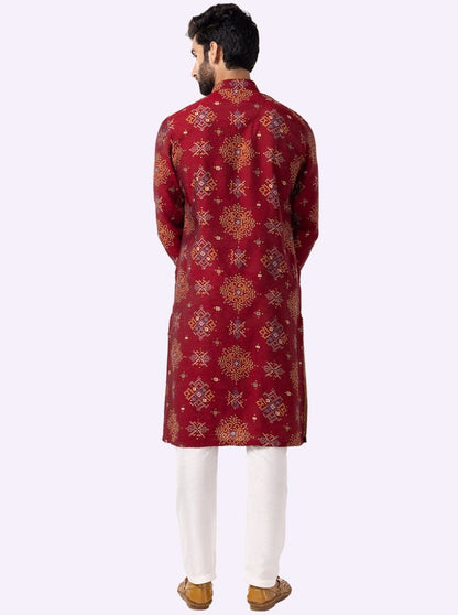 Stylish Maroon Printed Kurta | The Kurta Company