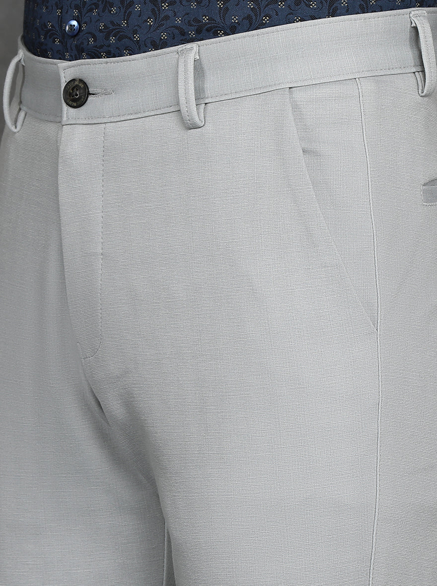 Light Grey Solid Venice Fit Casual Trouser | JadeBlue