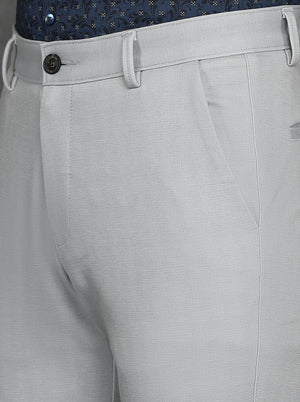 Light Grey Solid Venice Fit Casual Trouser | JadeBlue