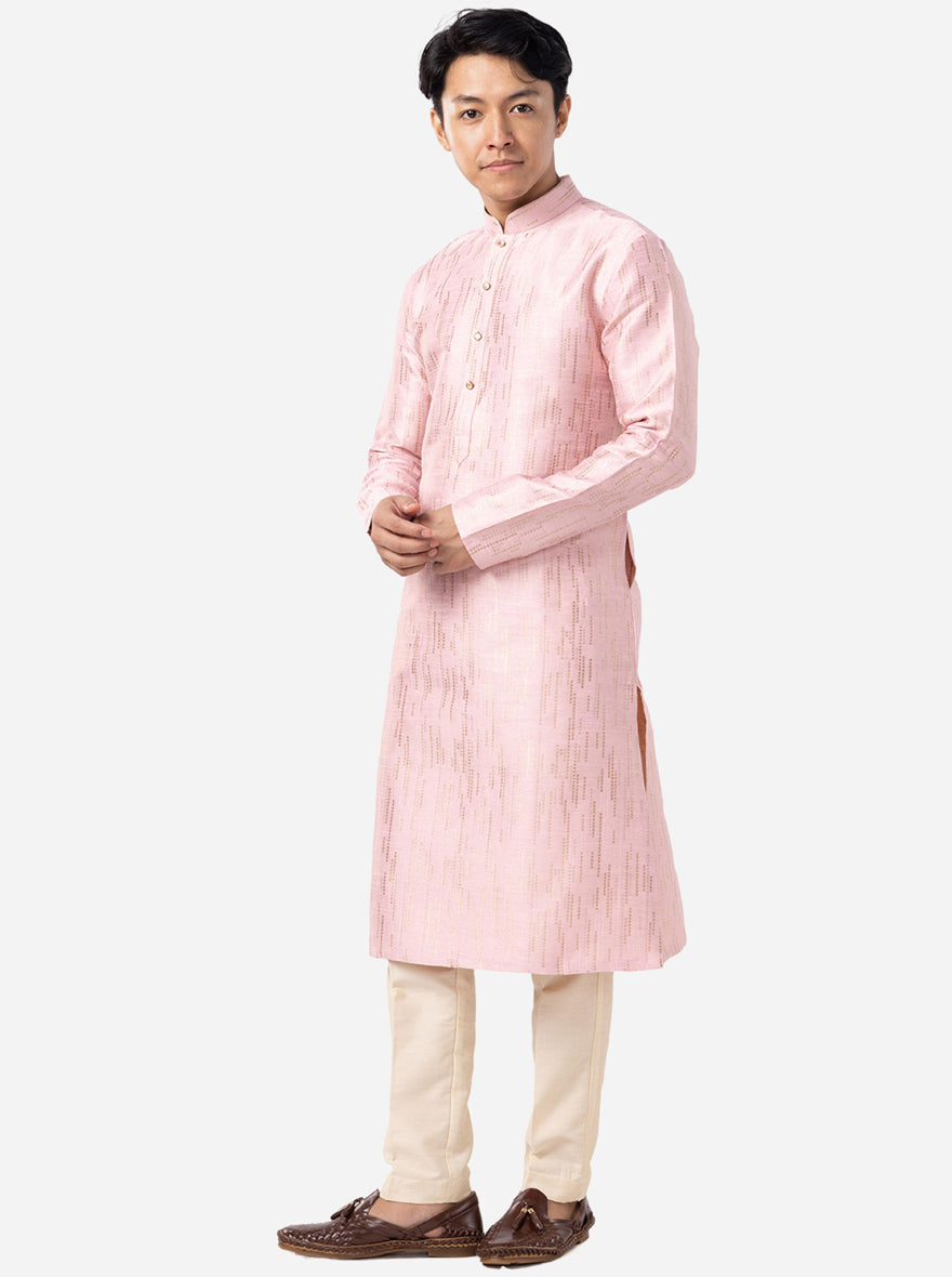 Trendy Blush Pink Self Textured Kurta | The Kurta Company