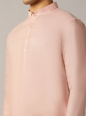 Dusty Pink Solid Regular Fit Modi Kurta | JadeBlue