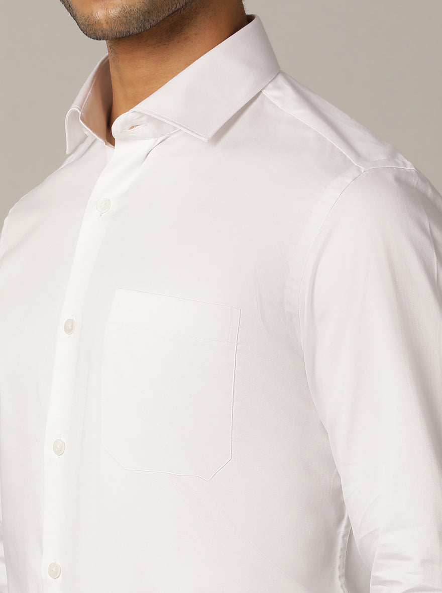 White Solid Slim Fit Formal Shirt | Metal