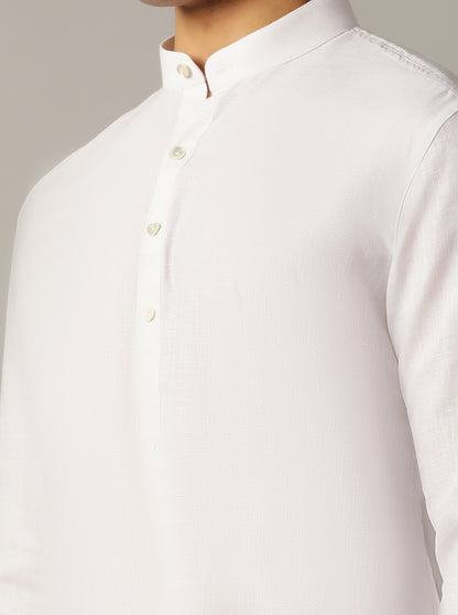 White Solid Regular Fit Modi Kurta | JadeBlue