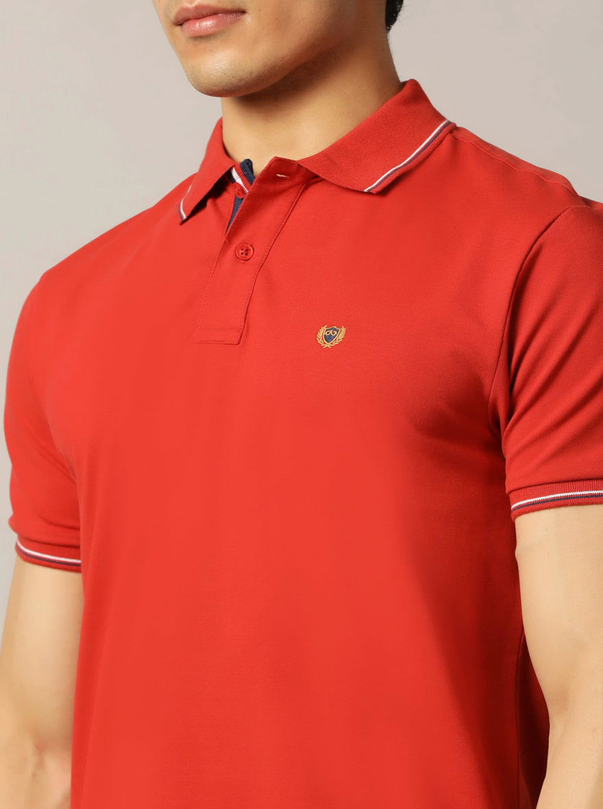 Rust Solid Slim Fit Polo T-Shirt | JadeBlue
