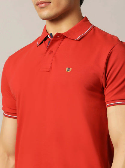 Rust Solid Slim Fit Polo T-Shirt | JadeBlue