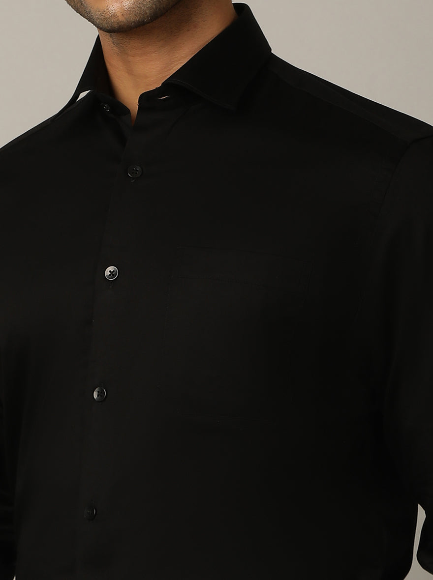 Black Solid Slim Fit Formal Shirt | Metal