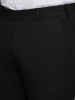 Black Solid Super Slim Fit Formal Trouser | JadeBlue Youth