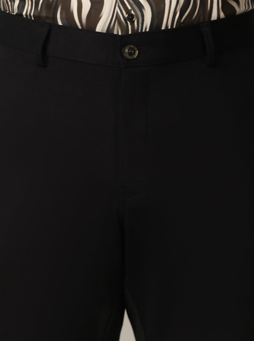 Navy Blue Solid Slim Fit Club Wear Trouser | JB Studio