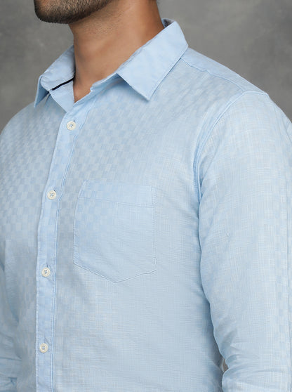 Light Blue Solid Slim Fit Casual Shirt | JadeBlue