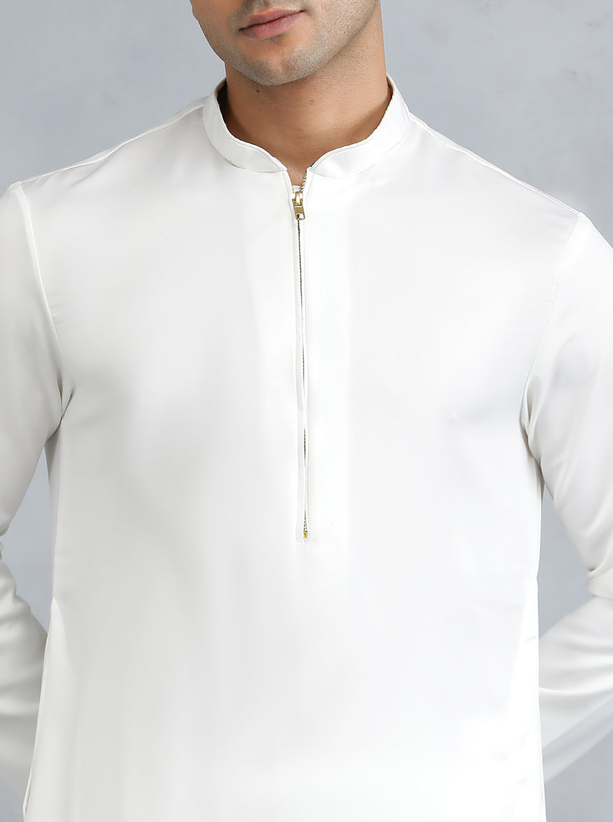 White Solid Kurta | The Kurta Company
