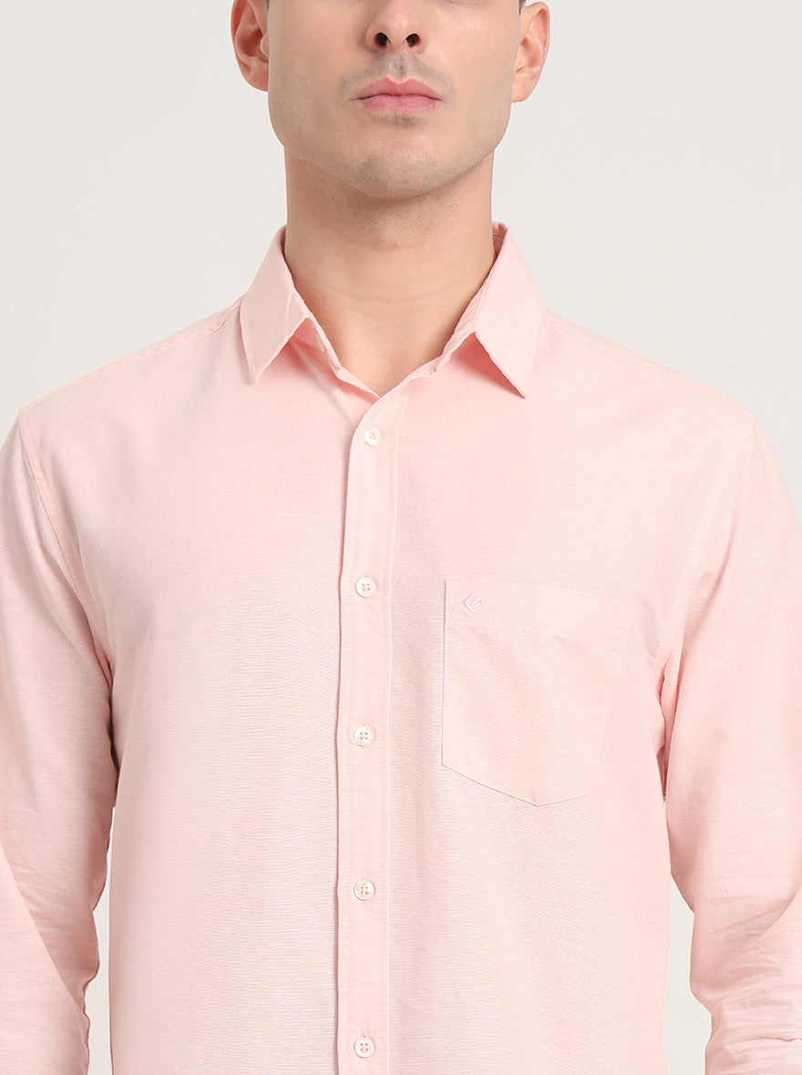 Pink Solid Slim Fit Casual Shirt | Greenfibre