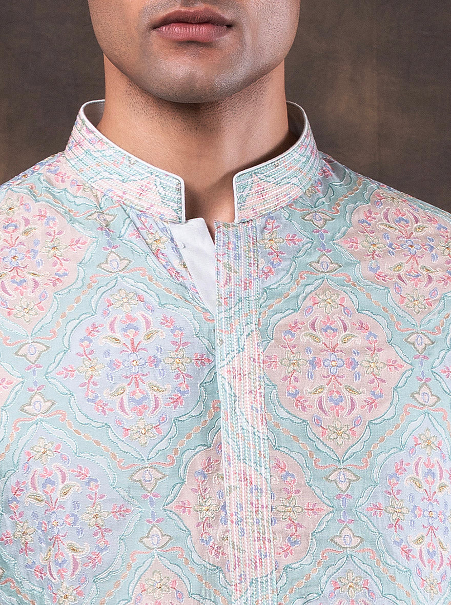 Pink & Mint Printed  Kurta Pajama | TULA