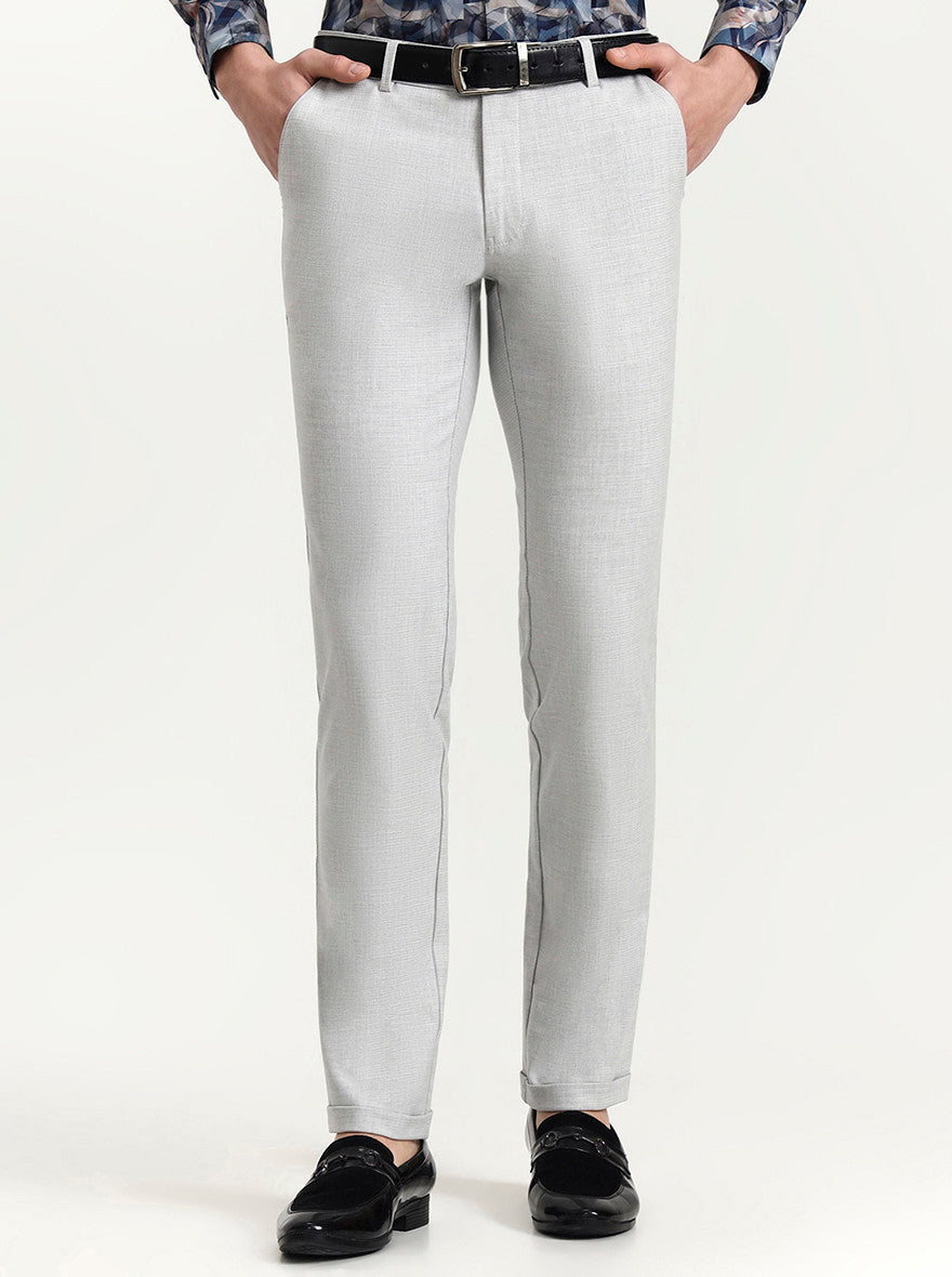 Light Grey Solid Slim Fit Club Wear Trouser | Wyre