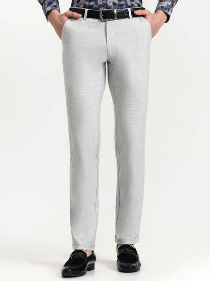 Light Grey Solid Slim Fit Club Wear Trouser | Wyre