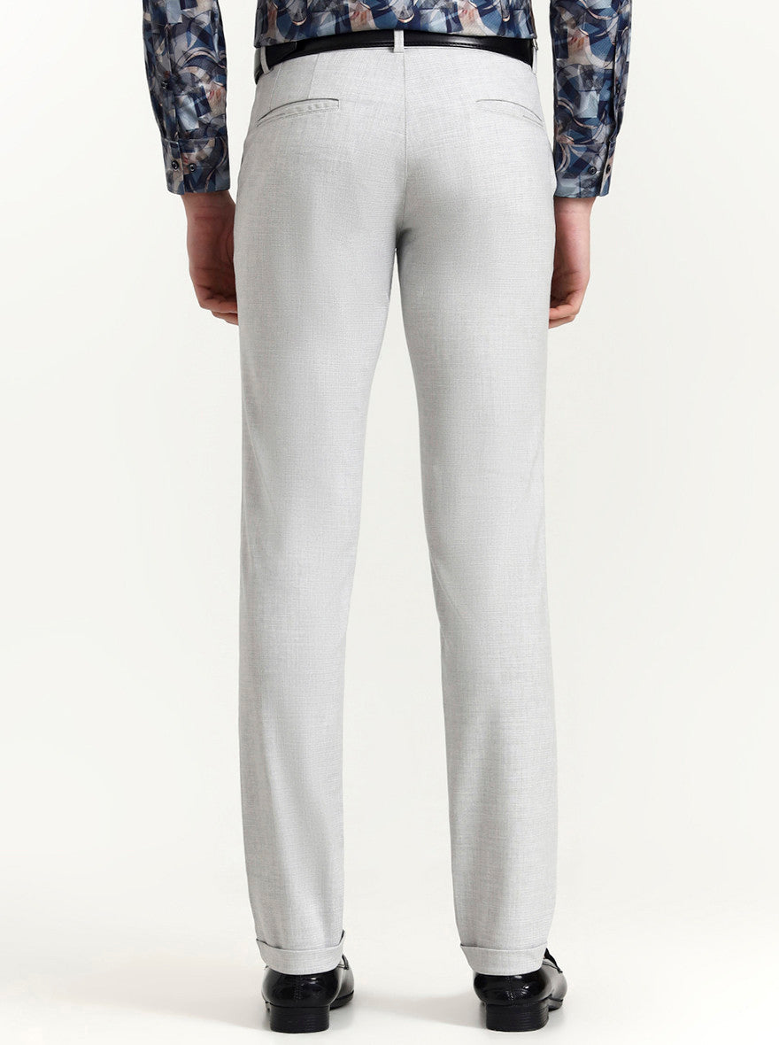 Light Grey Solid Slim Fit Club Wear Trouser | Wyre