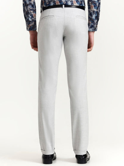 Light Grey Solid Slim Fit Club Wear Trouser | Wyre